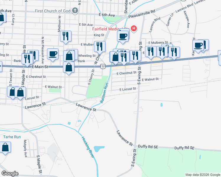 map of restaurants, bars, coffee shops, grocery stores, and more near 1015 Brooks Avenue in Lancaster