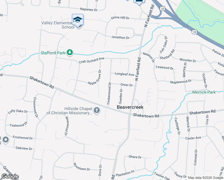 map of restaurants, bars, coffee shops, grocery stores, and more near 724 Timberwood Drive in Beavercreek