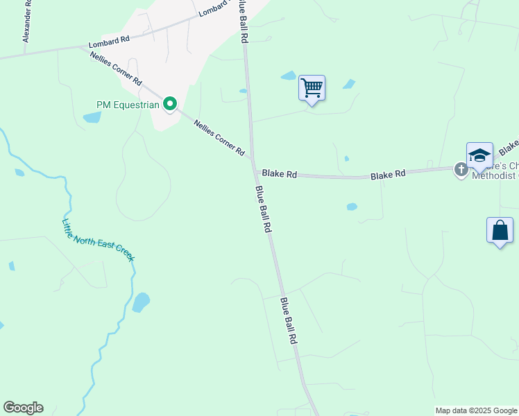 map of restaurants, bars, coffee shops, grocery stores, and more near 3769 Blue Ball Road in Elkton