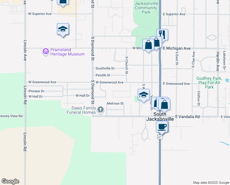 map of restaurants, bars, coffee shops, grocery stores, and more near 2 Mary Lane in Jacksonville
