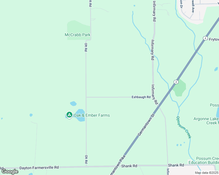 map of restaurants, bars, coffee shops, grocery stores, and more near 5897 Eshbaugh Road in Dayton