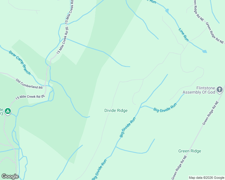 map of restaurants, bars, coffee shops, grocery stores, and more near 13405 Crossover Road Northeast in Flintstone