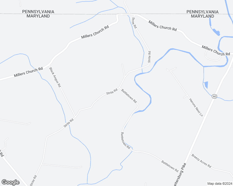 map of restaurants, bars, coffee shops, grocery stores, and more near 14473 Strite Road in Hagerstown