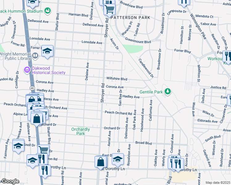 map of restaurants, bars, coffee shops, grocery stores, and more near 532 Corona Avenue in Dayton