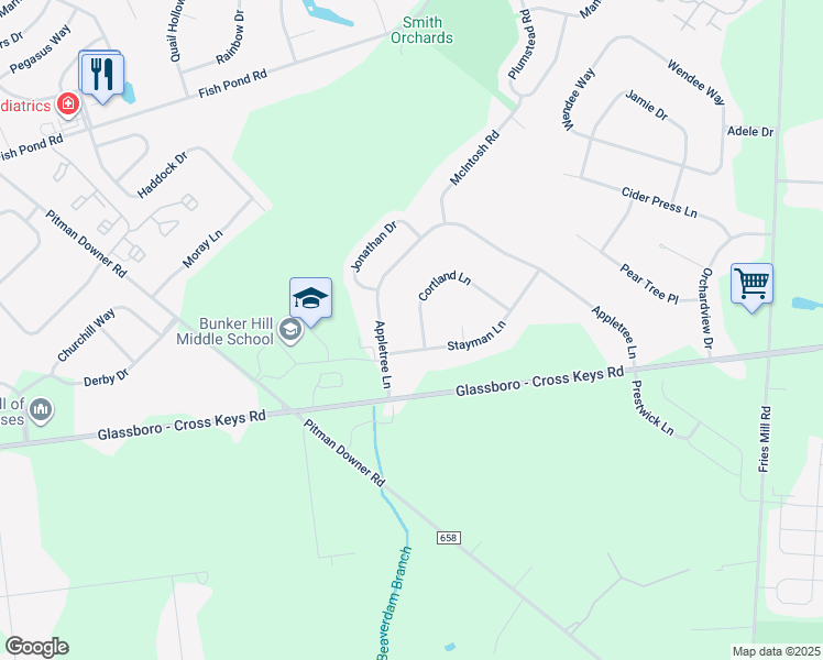 map of restaurants, bars, coffee shops, grocery stores, and more near 27 Cortland Lane in Washington Township