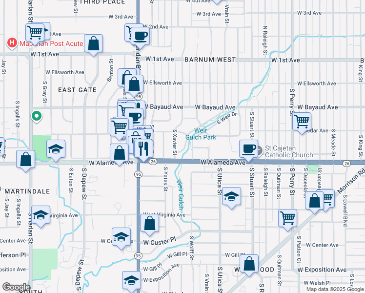 map of restaurants, bars, coffee shops, grocery stores, and more near in 