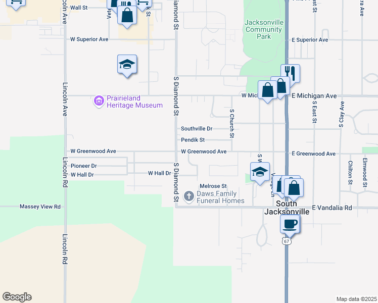 map of restaurants, bars, coffee shops, grocery stores, and more near 510 W Greenwood Ave in Jacksonville