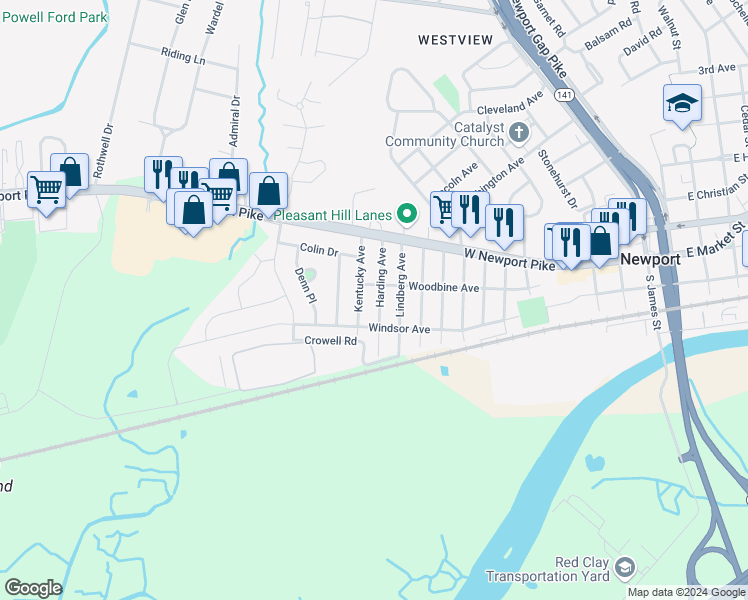 map of restaurants, bars, coffee shops, grocery stores, and more near 106 Harding Avenue in Wilmington