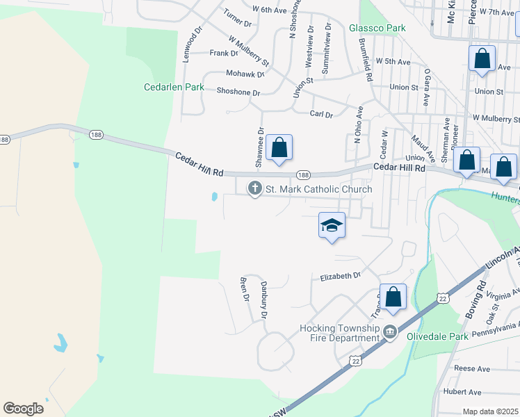 map of restaurants, bars, coffee shops, grocery stores, and more near 331 Gay Street in Lancaster