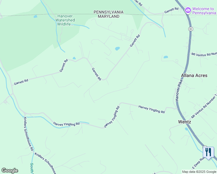 map of restaurants, bars, coffee shops, grocery stores, and more near 1877 Garrett Road in Manchester