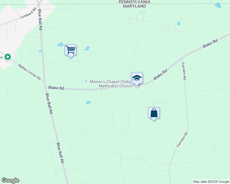 map of restaurants, bars, coffee shops, grocery stores, and more near 224 Blake Road in Elkton