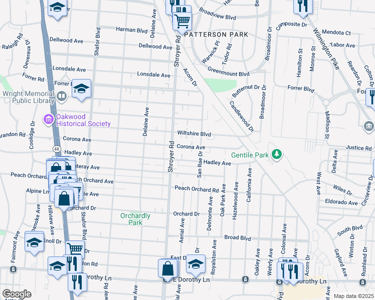 map of restaurants, bars, coffee shops, grocery stores, and more near 532 Corona Avenue in Dayton