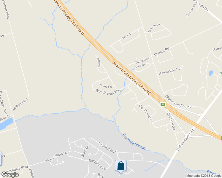 map of restaurants, bars, coffee shops, grocery stores, and more near 6 Fawn Lane in Winslow Township