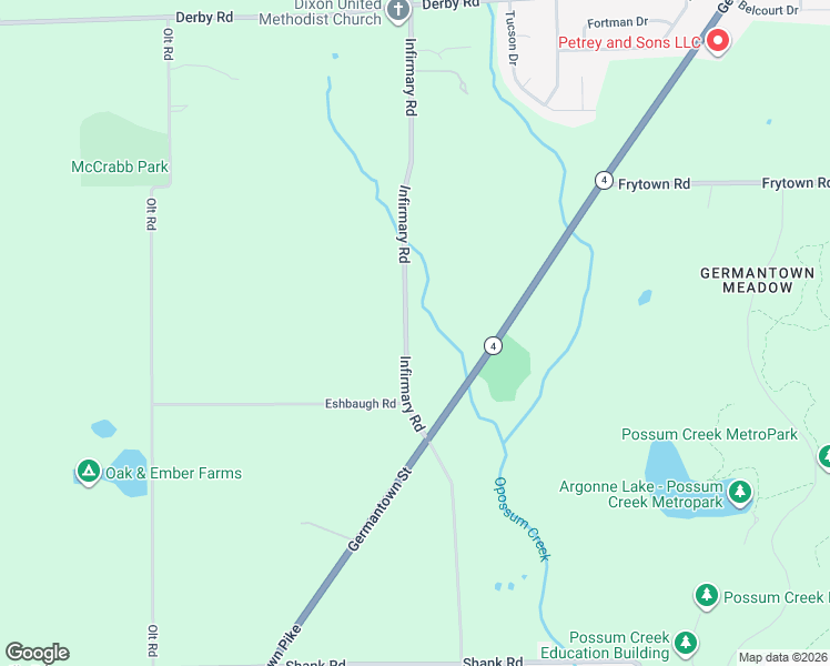 map of restaurants, bars, coffee shops, grocery stores, and more near 2320 Infirmary Road in Dayton