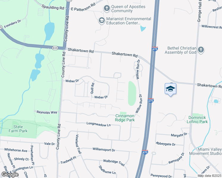 map of restaurants, bars, coffee shops, grocery stores, and more near 4322 Weber Drive in Beavercreek