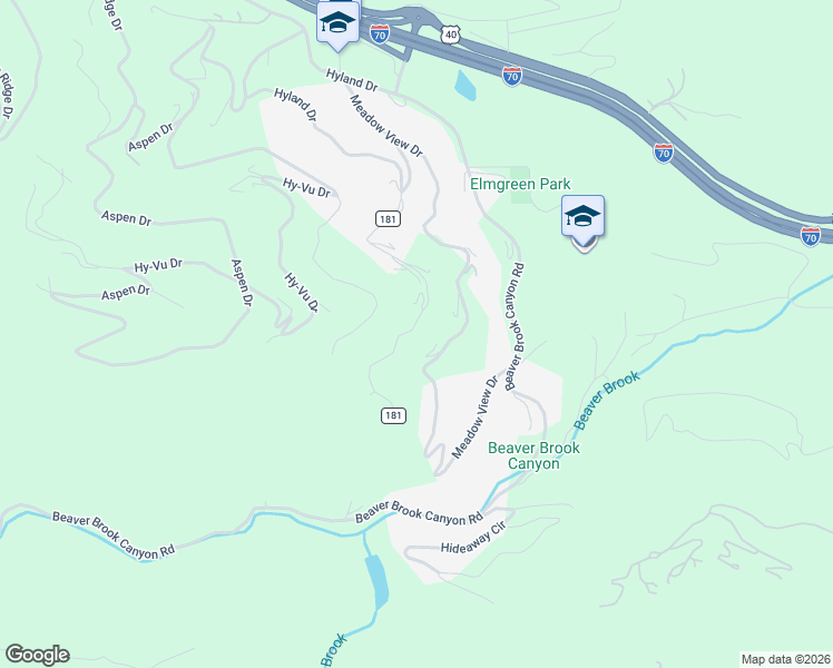 map of restaurants, bars, coffee shops, grocery stores, and more near 1243 Hyland Drive in Evergreen