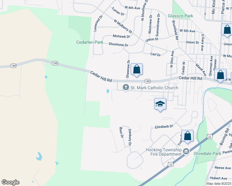map of restaurants, bars, coffee shops, grocery stores, and more near 222 Shallow Ridge Pl in Lancaster
