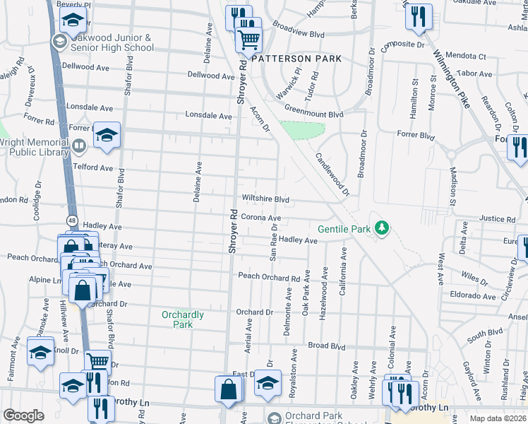 map of restaurants, bars, coffee shops, grocery stores, and more near 532 Corona Avenue in Dayton