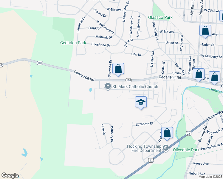 map of restaurants, bars, coffee shops, grocery stores, and more near 331 Gay Street in Lancaster