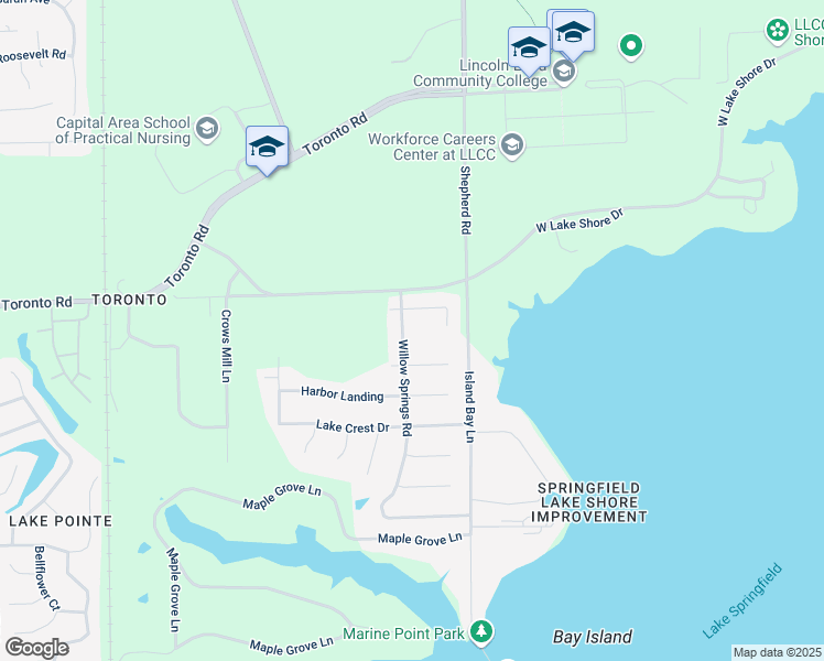 map of restaurants, bars, coffee shops, grocery stores, and more near 2305 Mariners Point Ln in Springfield