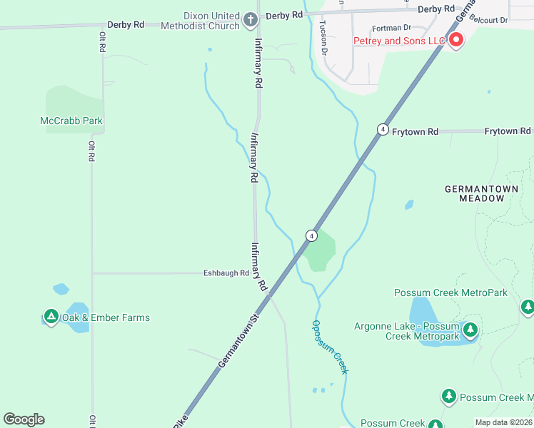 map of restaurants, bars, coffee shops, grocery stores, and more near 2320 Infirmary Road in Dayton