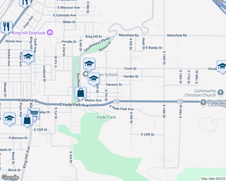 map of restaurants, bars, coffee shops, grocery stores, and more near 715 Mason Avenue in Saint Joseph