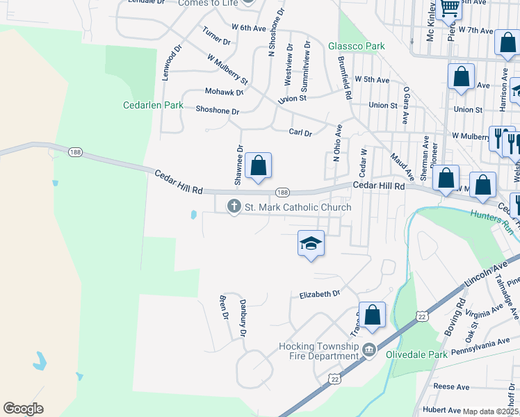 map of restaurants, bars, coffee shops, grocery stores, and more near 1815 West Chestnut Street in Lancaster