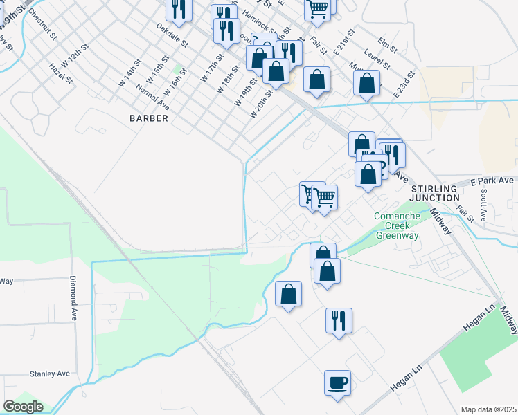 map of restaurants, bars, coffee shops, grocery stores, and more near 2270 Ivy Street in Chico
