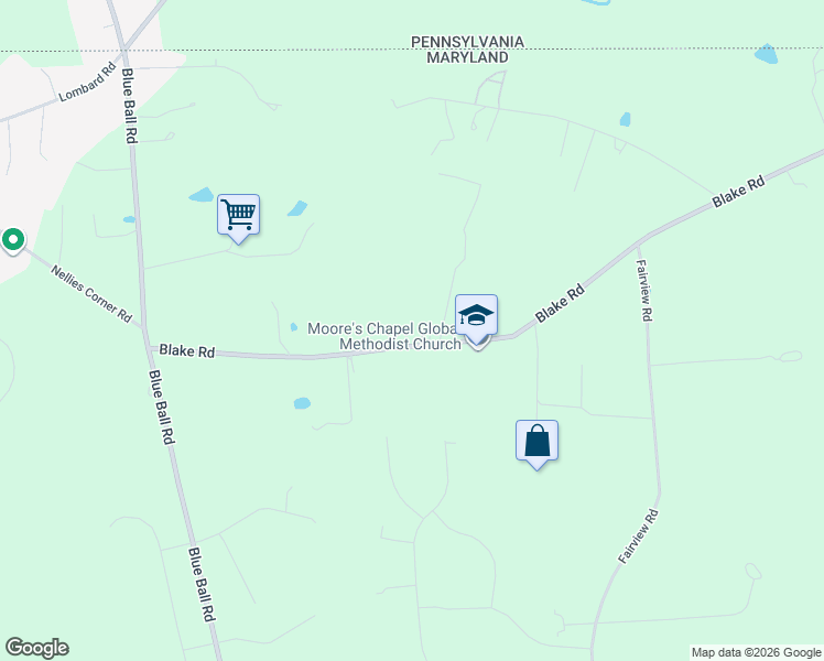 map of restaurants, bars, coffee shops, grocery stores, and more near 247 Blake Road in Elkton