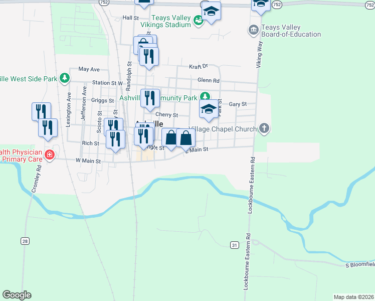 map of restaurants, bars, coffee shops, grocery stores, and more near 15 Walnut Street in Ashville