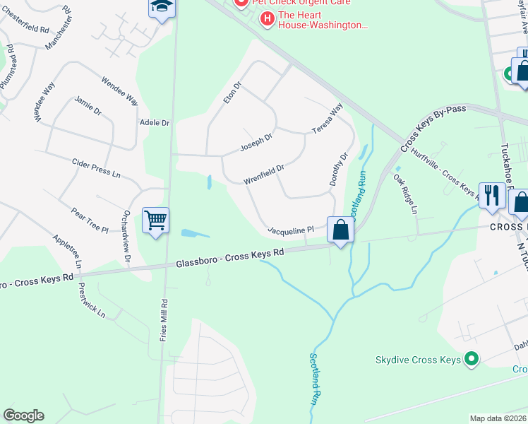 map of restaurants, bars, coffee shops, grocery stores, and more near 9 Jacqueline Place in Washington Township