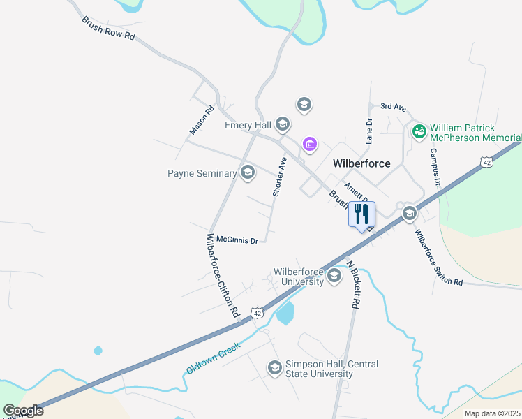 map of restaurants, bars, coffee shops, grocery stores, and more near 1268 High Street in Xenia