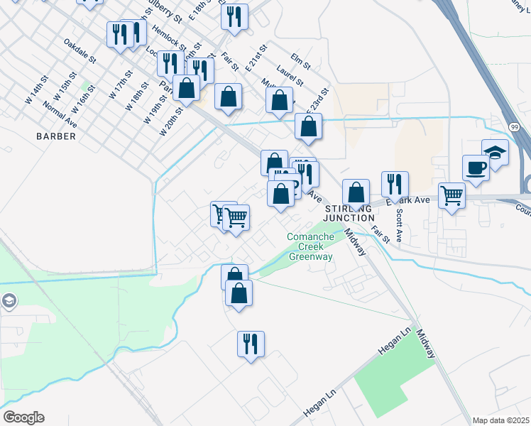 map of restaurants, bars, coffee shops, grocery stores, and more near 220 Meyers St in Chico