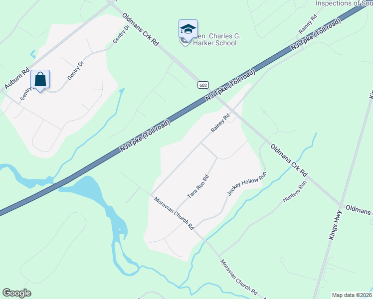 map of restaurants, bars, coffee shops, grocery stores, and more near 361 Rainey Road in Woolwich Township