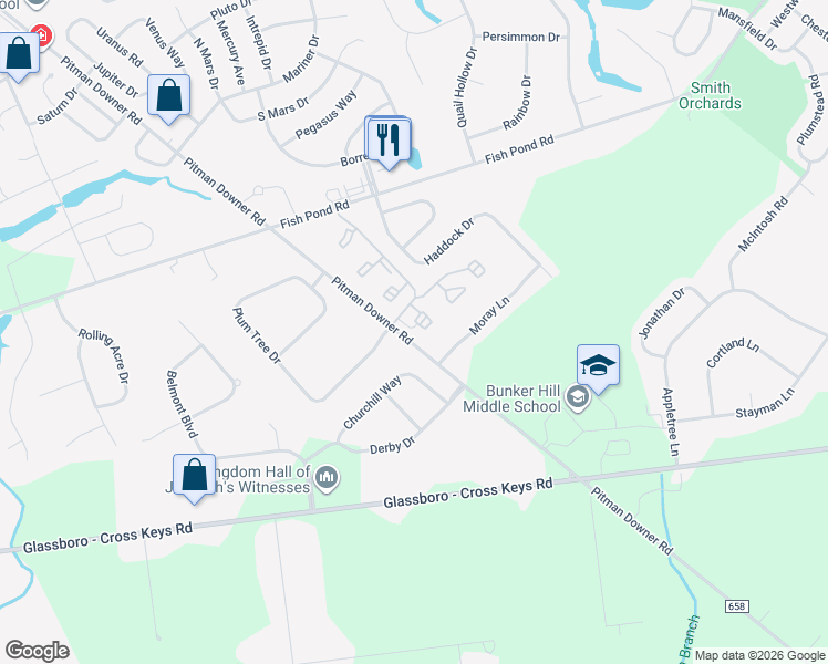 map of restaurants, bars, coffee shops, grocery stores, and more near 443 Atlanta Court in Washington Township