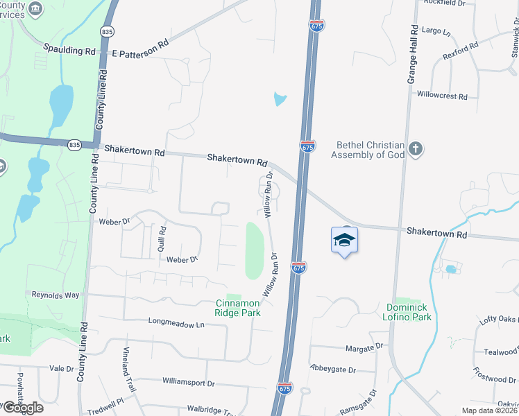 map of restaurants, bars, coffee shops, grocery stores, and more near 3964 Oakmont Way in Beavercreek