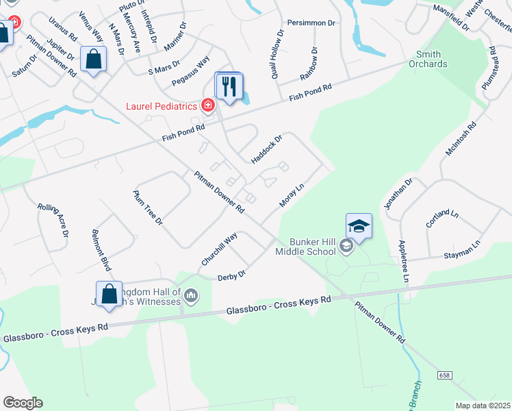 map of restaurants, bars, coffee shops, grocery stores, and more near 424 Atlanta Court in Washington Township
