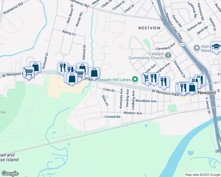 map of restaurants, bars, coffee shops, grocery stores, and more near 1409 Colin Drive in Wilmington
