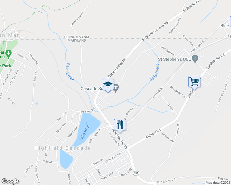map of restaurants, bars, coffee shops, grocery stores, and more near 14519 Pennersville Road in Highfield-Cascade