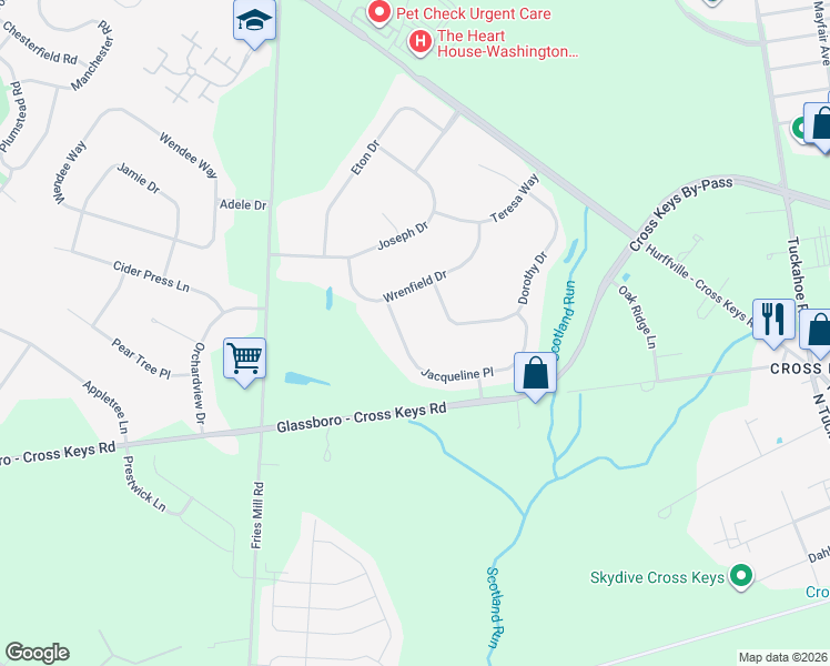 map of restaurants, bars, coffee shops, grocery stores, and more near 9 Jacqueline Place in Washington Township
