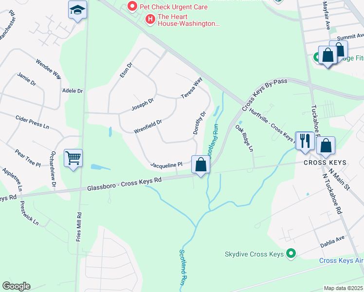 map of restaurants, bars, coffee shops, grocery stores, and more near 18 Dorothy Drive in Washington Township