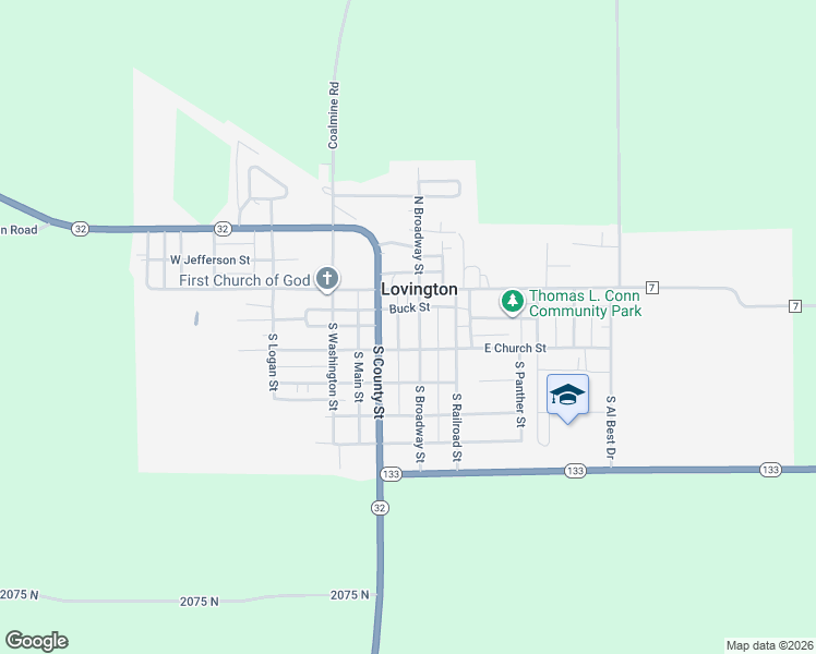 map of restaurants, bars, coffee shops, grocery stores, and more near East Church Street in Lovington