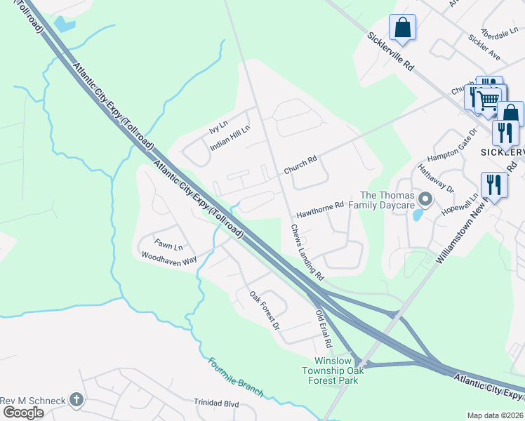 map of restaurants, bars, coffee shops, grocery stores, and more near 636 Tara Drive in Winslow Township