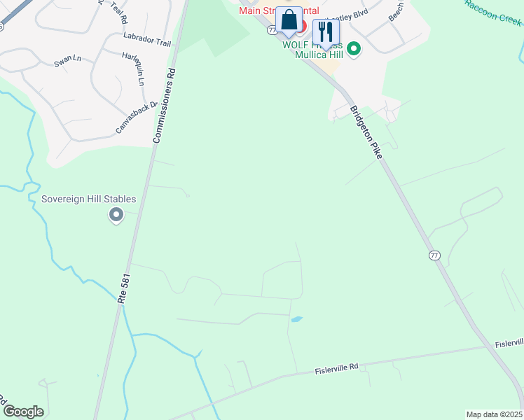 map of restaurants, bars, coffee shops, grocery stores, and more near 1201 Ellis Mill Road in Harrison Township