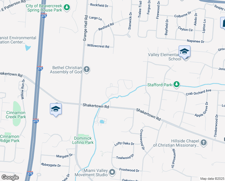map of restaurants, bars, coffee shops, grocery stores, and more near 800 Grayson Lane in Beavercreek