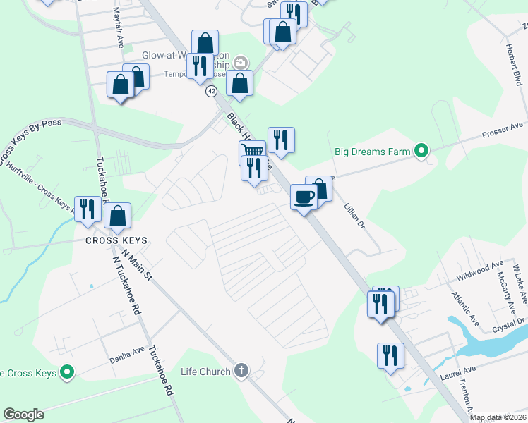 map of restaurants, bars, coffee shops, grocery stores, and more near 154 Kentucky Avenue in Monroe Township