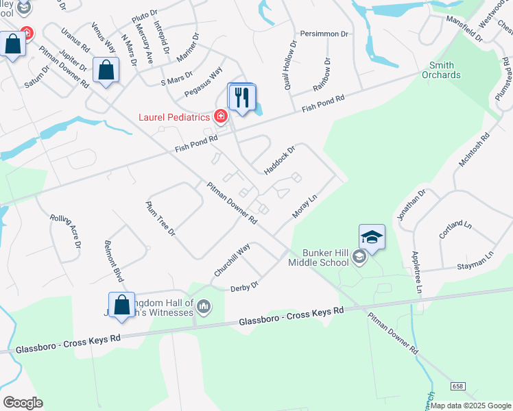 map of restaurants, bars, coffee shops, grocery stores, and more near 443 Atlanta Court in Washington Township