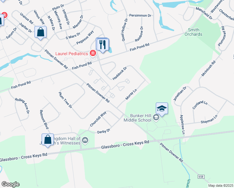 map of restaurants, bars, coffee shops, grocery stores, and more near 414 Atlanta Court in Washington Township