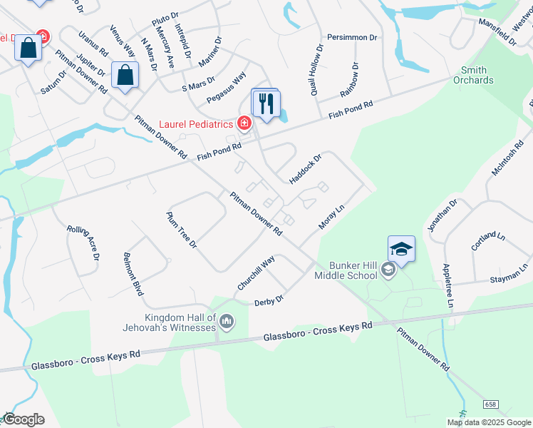 map of restaurants, bars, coffee shops, grocery stores, and more near 443 Atlanta Court in Washington Township