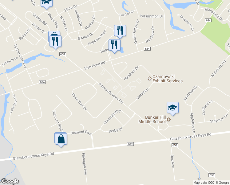 map of restaurants, bars, coffee shops, grocery stores, and more near 318 Georgia Court in Washington Township